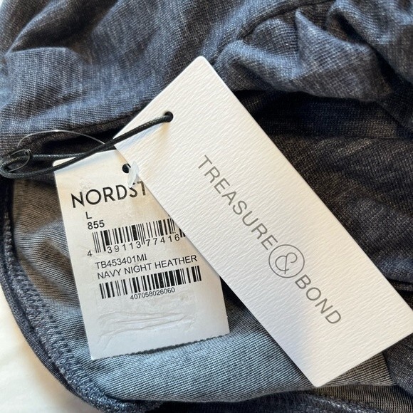 NWT Treasure & Bond‎ | Navy Night Heather Ruched Side Sleeveless Dress - Picture 6 of 6